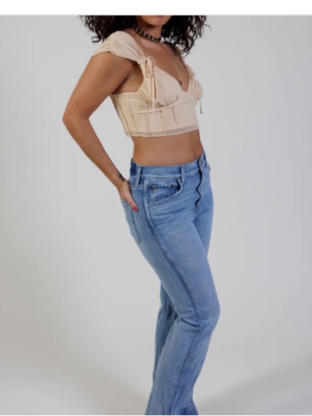 Camila Coelho Cream Tie-Shoulder Cropped Bustier Top - Picture 4 of 12